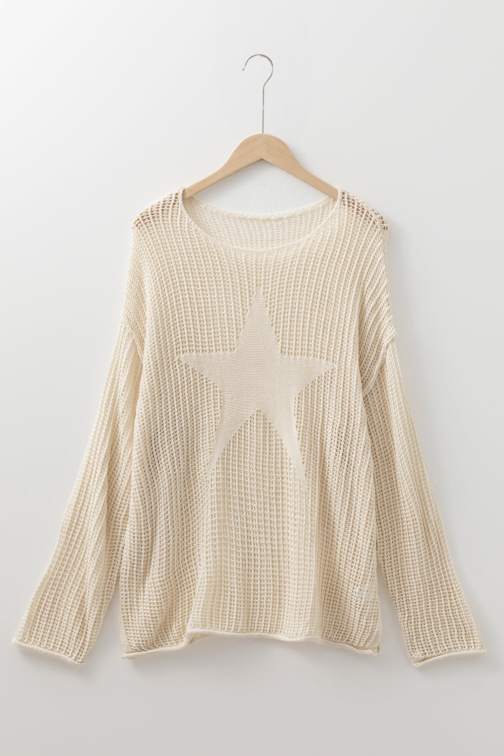 Parchment Hollow Out Knit Star Pattern Plus Size Jumper Dear-Lover Dropshipping